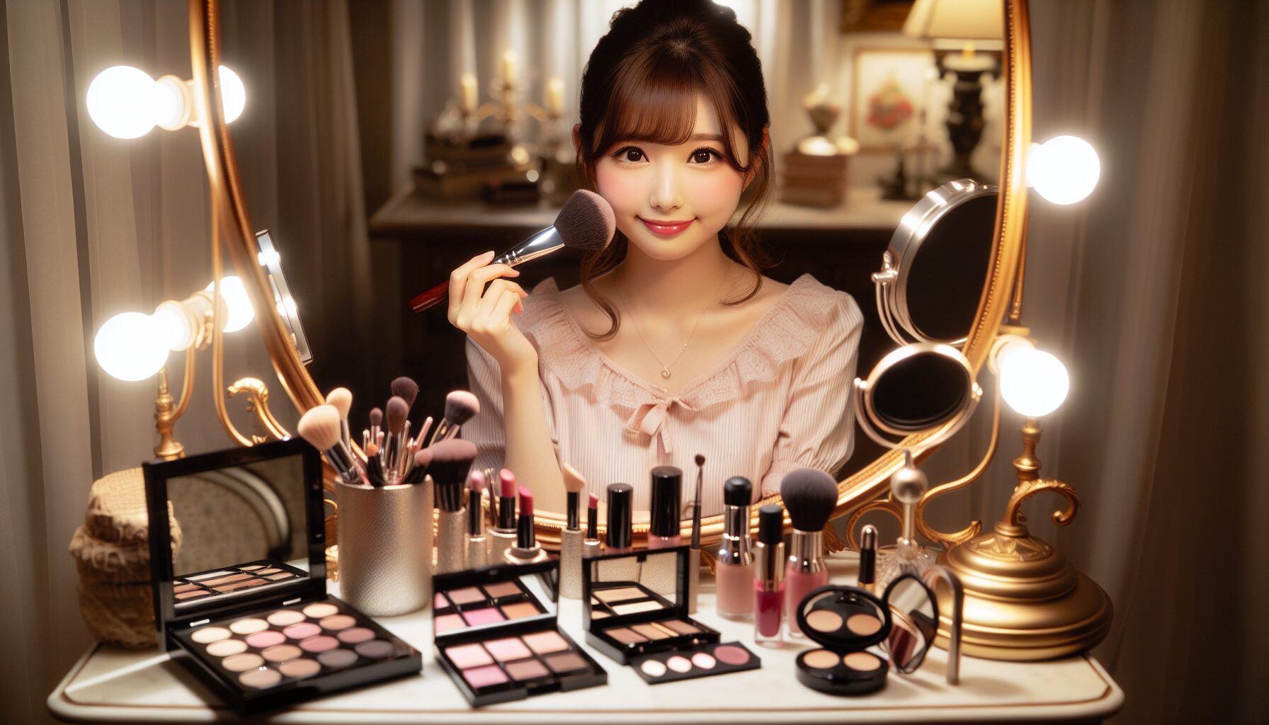 メイク　日本人　女性　かわいい　化粧台 image 2